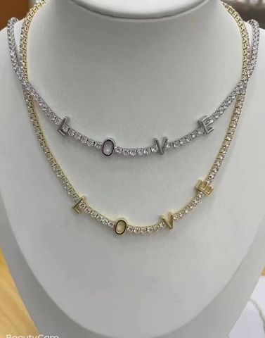 Korean English Letter Love Pendant Clavicle Chain Micro-inlaid Zircon Bracelet Necklace