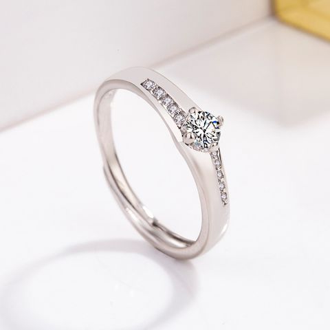 Korean Version Of Diamond-encrusted Zircon Copper Couple Rings
