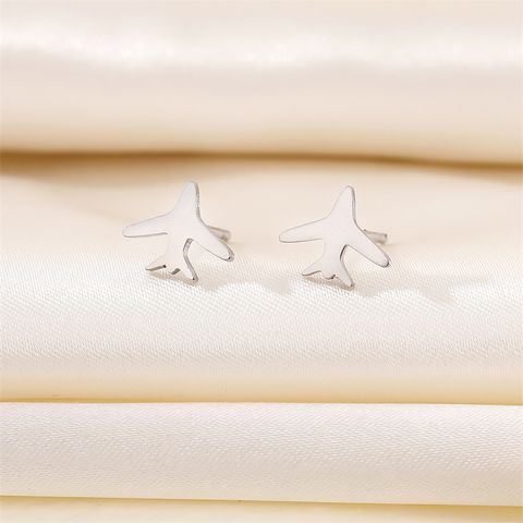 Airplane Stainless Steel No Inlaid Earrings Ear Studs