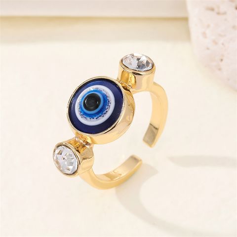 Retro Diamond Resin Glitter Blue Eye Ring Turkey Devil's Eye Open Ring