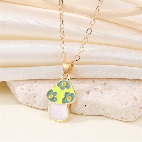 New Personality Alloy Candy Color Mushroom Necklace