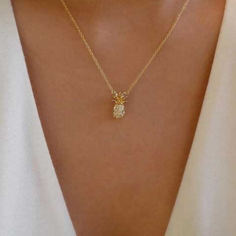 Simple Diamond-studded Pineapple Necklace Wholesale Jewelry