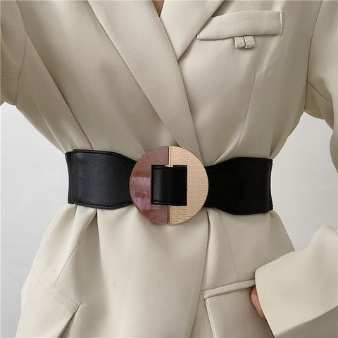 Cinturón Faja Decorativa Retro No Porosa Hebilla Redonda Cinturón Elástico Al Por Mayor