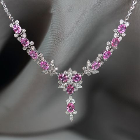 Meet Beautiful Heavy Industry Light Luxury Fairy Butterfly Full Diamond Necklace Micro-inlaid Full Diamond Luxury Argyle Pink Diamond Chain Set