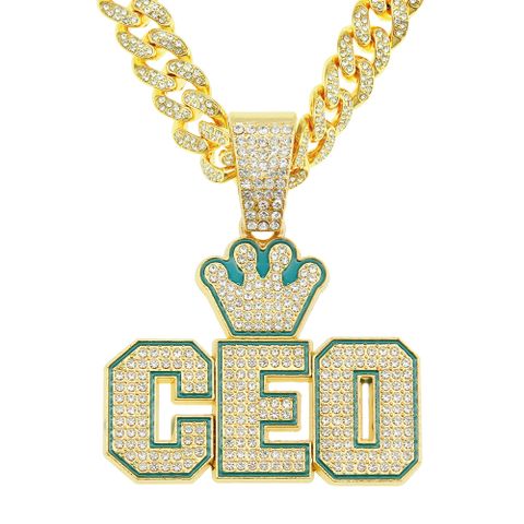 European And American Hip-hop Full Diamond Personalized Letter Pendant Necklace Men's Jewelry