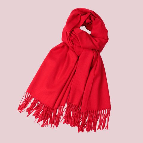 Bufanda Para Mujer En Invierno Imitación Cashmere Rojo Babero De Doble Uso Otoño E Invierno
