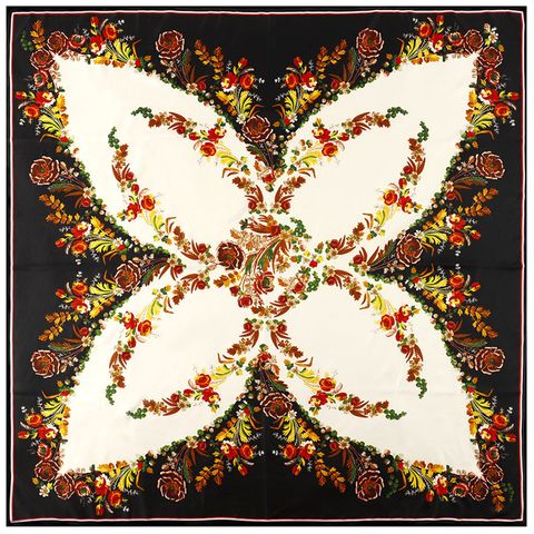 European And American New Style Silk Scarf Butterfly Flower Print 130cm Large Square Scarf