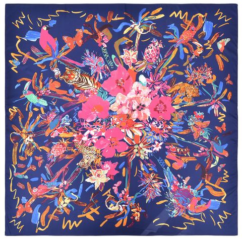 New Style 130cm Fashion Flowers Birds And Beasts Printed Silk Scarf