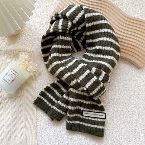 Striped Two-color Warmth Double-sided Knitted Scarf Wholesale