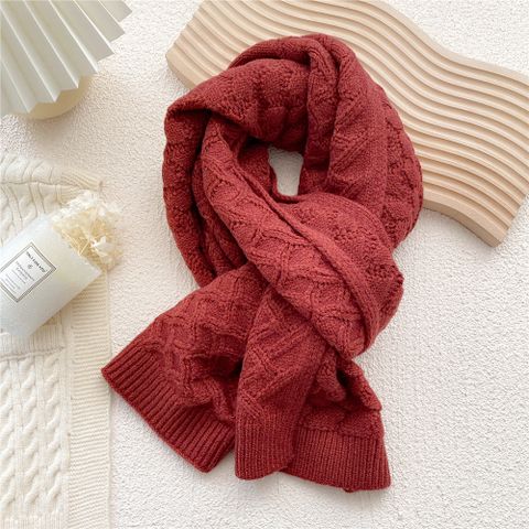New Knitted Solid Color Thicken Warm Knit Scarf Wholesale