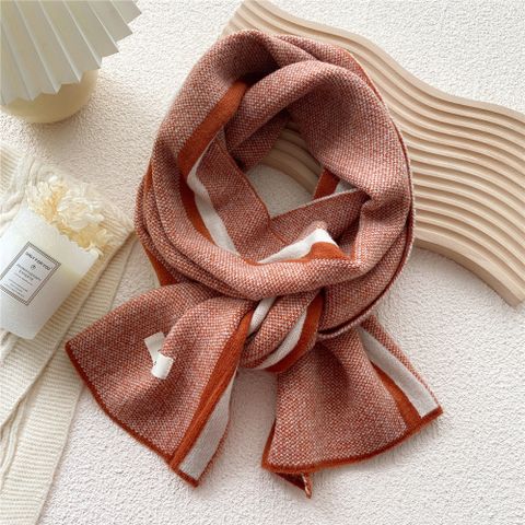 New Style Striped Two-color Double-sided Thickening Warm Scarf