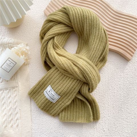 Simple Solid Color Striped Knitted Scarf Wholesale