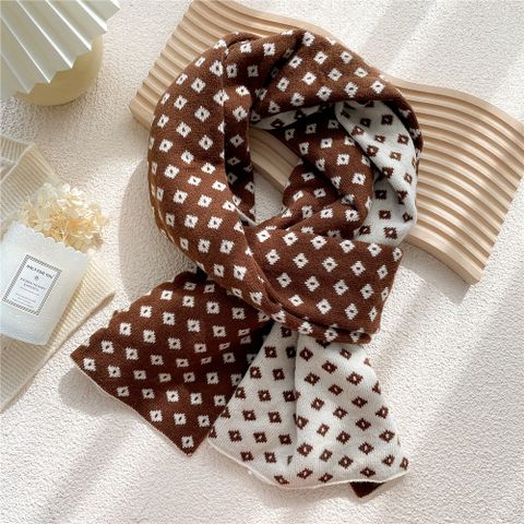 Double-sided Two-color Plaid Knit Scarf Wholesale