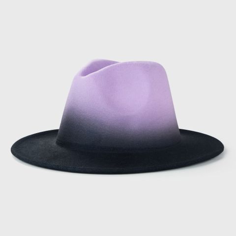 New Woolen Tie-dye Gradient Big Brim Jazz Hat Wholesale