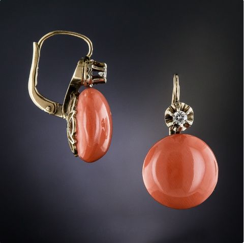 Bohemian Orange Red Coral Diamond Metal Earrings Wholesale