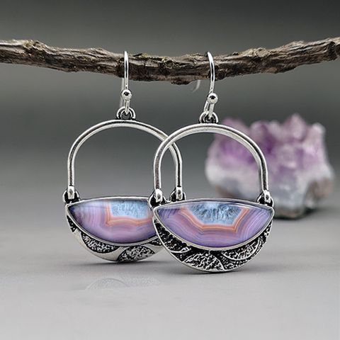 New Purple Agate Earrings Vintage Gemstone Earrings Wholesale