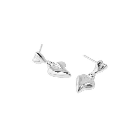 Korean Minimalist Double-layer Heart-shape Smooth Sterling Silver Earrings