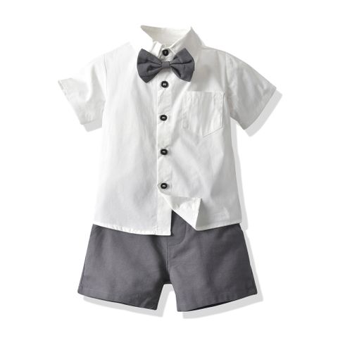 Conjunto De Caballero Para Niños Camisa De Manga Corta Coreana Pantalones Cortos Con Tirantes De Moda Conjunto De Dos Piezas