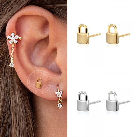 European And American Fashion Personality Small Lock Key-shaped Copper Earring