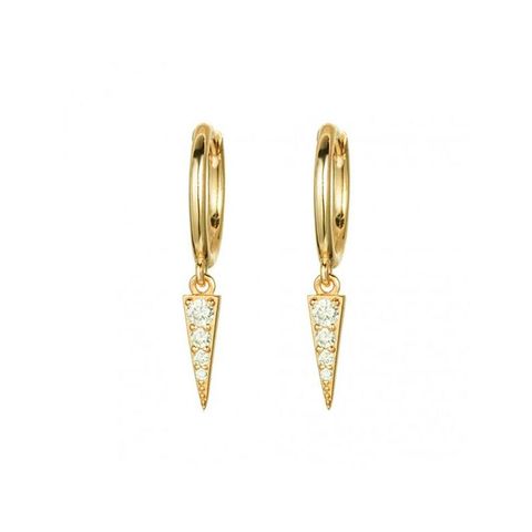 S925 Silver Needle Diamond-studded Pointed Cone Triangle Earrings
