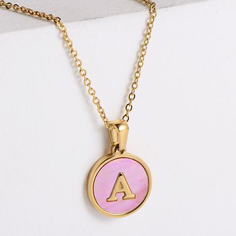 304 Stainless Steel 18K Gold Plated Fashion Plating Letter Shell Pendant Necklace