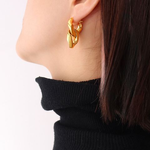 Double Ring Buckle Stainless Steel 18k Gold Plated Female Earrings 2021 New Earrings