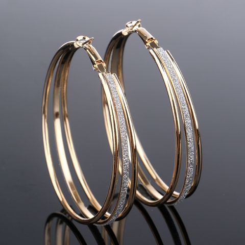 Large Circle Earrings Women's Exaggerated Multi-layer Frosted Copper Earrings
