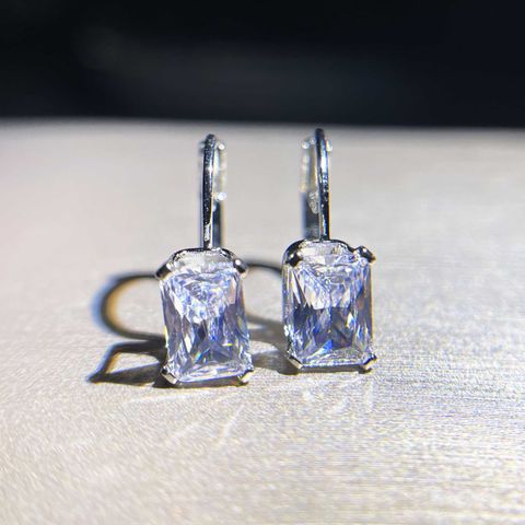 Simulation Moissan Diamond Earrings Square Diamond Copper Earrings