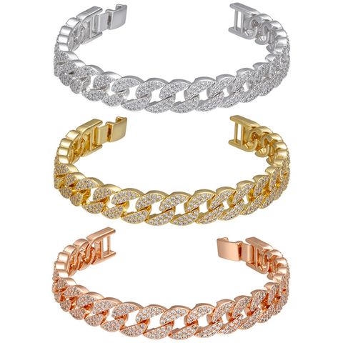 Micro Inlaid Zircon Full Zircon  Bracelet Trend Simple Bracelet Zircon Cuban Chain