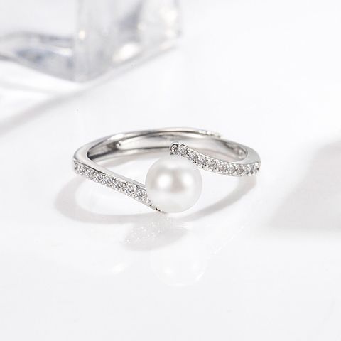 Korean Fashion Diamond Pearl Ring 14k Gold Pearl Ring Personality Simple Jewelry
