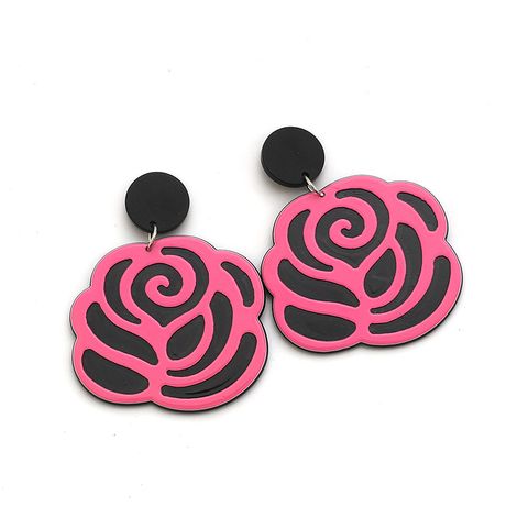 Fashion Creative Acrylic Flower Earrings Korean Retro Rose Resin Earrings