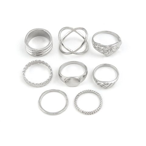Personality Simple Fashion Irregular Ring Metal Joint Ring Eight Sets