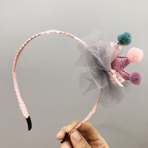 Cute Sequin Crown Colorful Ball Net Yarn Children's Headband