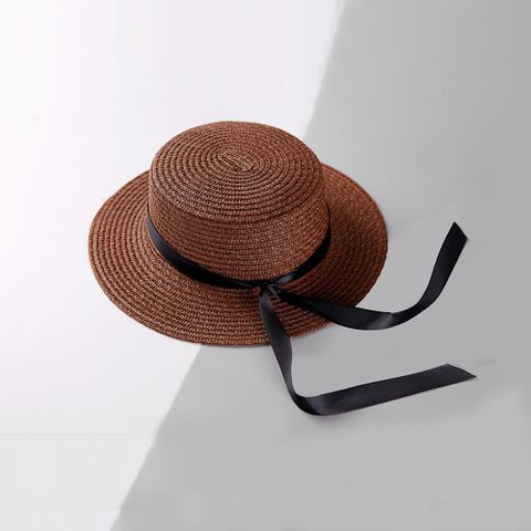 Knotted Ribbon Outdoor Sunscreen Straw Hat