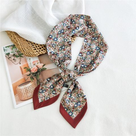 Women's Simple Style Commute Color Block Polyester Printing Silk Scarf