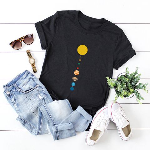 Space Star Chart Cotton Short-sleeved T-shirt