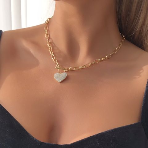 Fashion Exaggerated Punk Style Heart-shaped Diamond Necklace