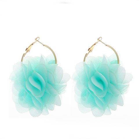 Fashion Chiffon Cloth Lace Flower Multi-layer Earrings