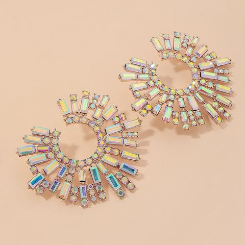 Fashion Magic Color Rhinestone Sun Flower Earrings