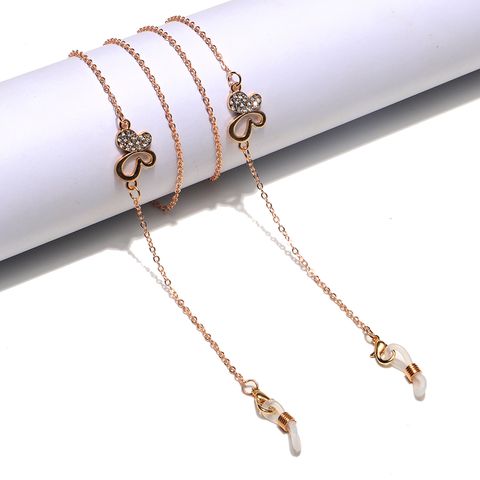 Punk Golden Rhinestone Arrow Heart Glasses Chain