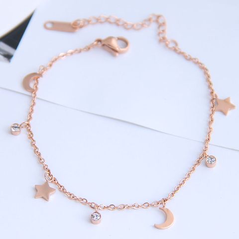 Pulsera De Luna De Estrella De Acero De Titanio De Moda Coreana