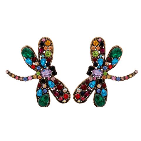 Fashion Dragonfly Colorful Diamond Earrings