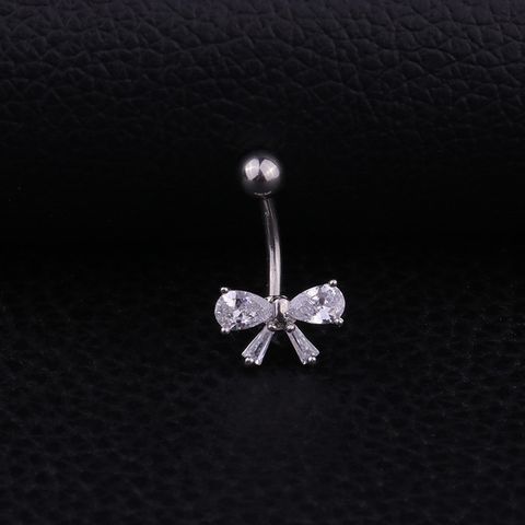 Belly Rings Fashion Bow Knot 316 Stainless Steel  Copper Inlaid Zircon