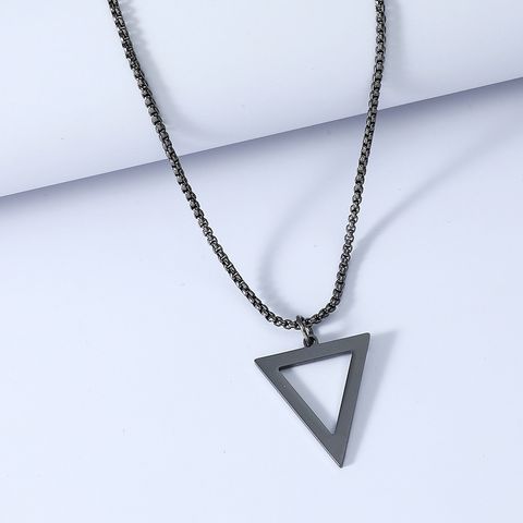 Simple Titanium Steel Black Triangle Necklace