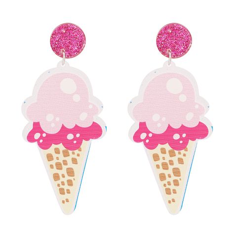 Acrylic Pink Ice Cream Pendant Earrings