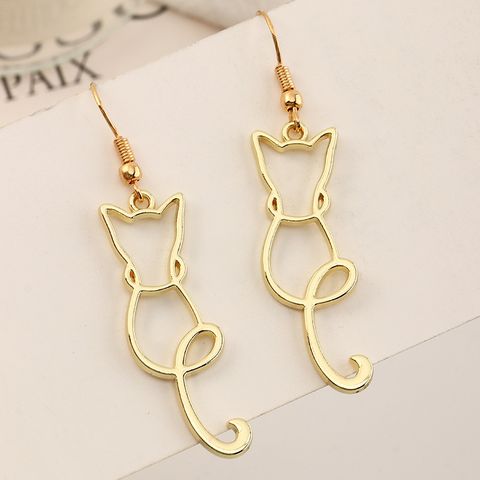Fashion Cat Alloy No Inlaid Earrings