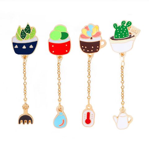 Fashion New Cartoon Cactus Plant Brooch Set