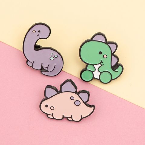 New Cartoon Cute Candy Color Dinosaurs Brooch Set