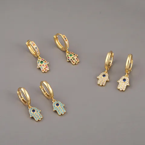 Retro Zircon Small Hand Earrings