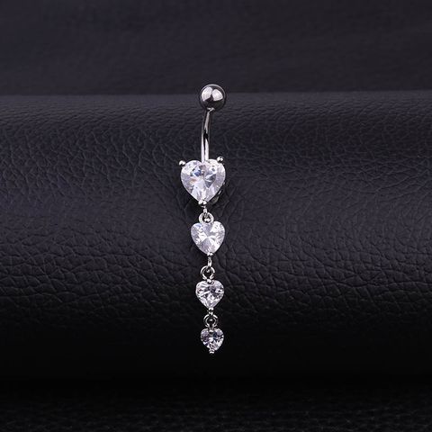 Belly Rings Fashion Heart 316 Stainless Steel  Inlaid Zircon